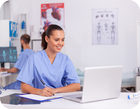 Nurse preparing Remote Patient Monitoring billing report for reimbursement submission