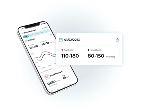 alt="Remote Patient Monitoring Mobile app displaying patient vital trends"